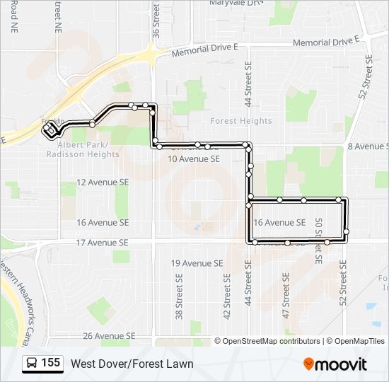 Plan de la ligne 155 de bus