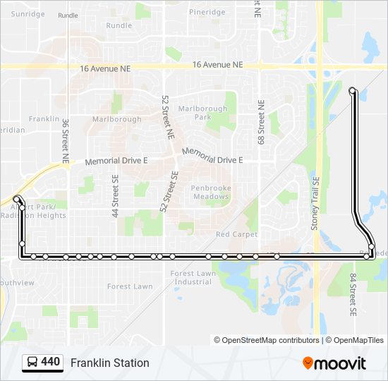 Plan de la ligne 440 de bus