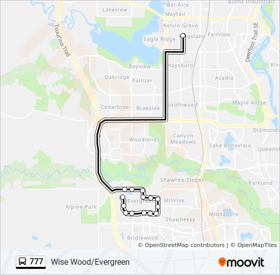 Plan de la ligne 777 de bus