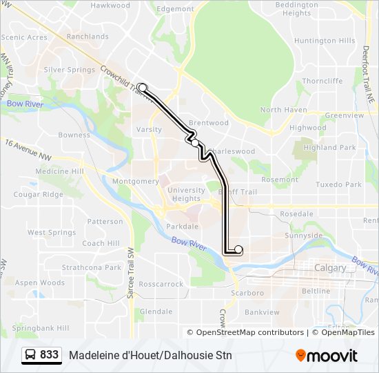 Plan de la ligne 833 de bus