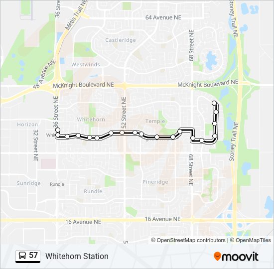 Plan de la ligne 57 de bus