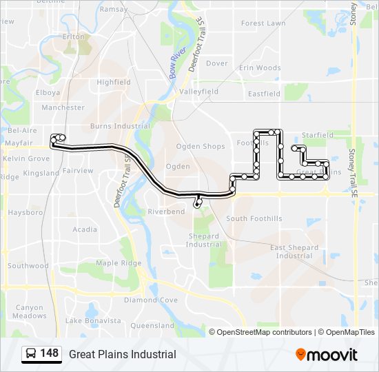 Plan de la ligne 148 de bus