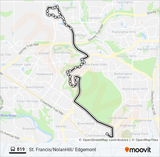 Plan de la ligne 819 de bus