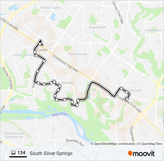 Plan de la ligne 134 de bus