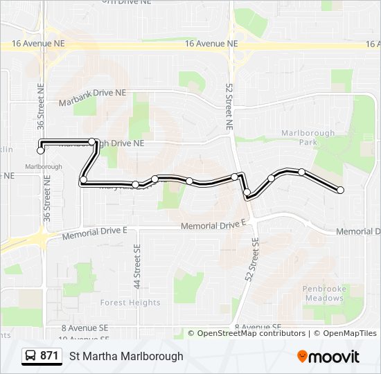 Plan de la ligne 871 de bus