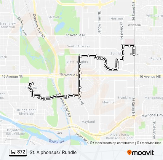 Plan de la ligne 872 de bus