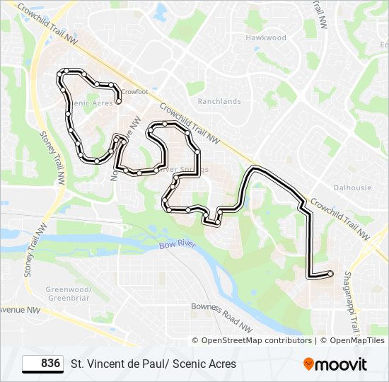 Plan de la ligne 836 de bus