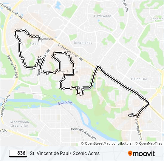 Plan de la ligne 836 de bus