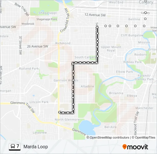 Marda Loop Calgary Map 7 Route: Schedules, Stops & Maps - Marda Loop (Updated)