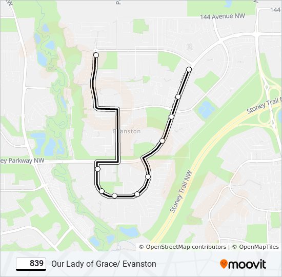 839 bus Line Map