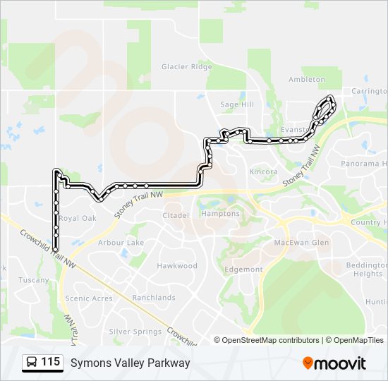 Plan de la ligne 115 de bus