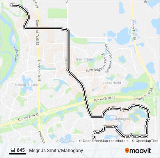 Plan de la ligne 845 de bus