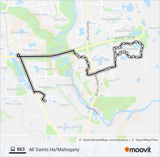 Plan de la ligne 863 de bus