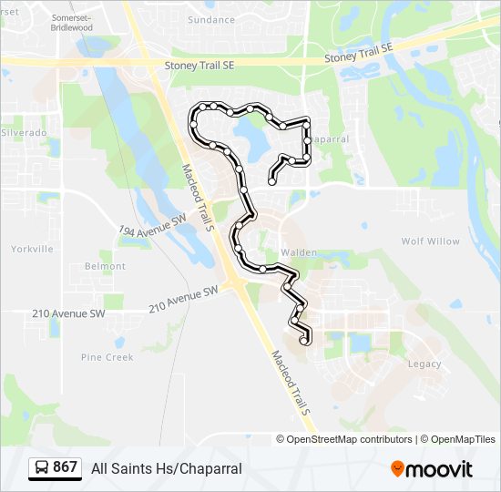 867 bus Line Map