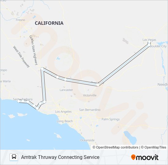 AMTRAK THRUWAY CONNECTING SERVICE bus Line Map