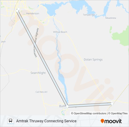 AMTRAK THRUWAY CONNECTING SERVICE bus Line Map