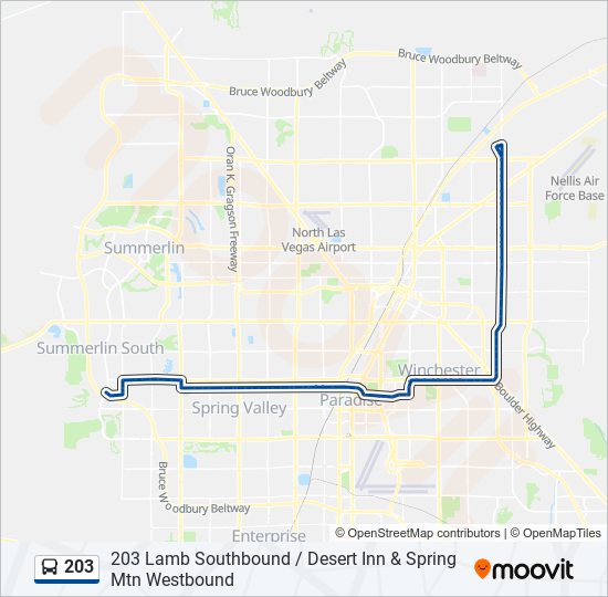 203 bus Line Map