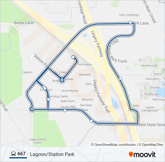 667 bus Line Map