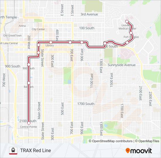 TRAX RED LINE Light Rail Line Map