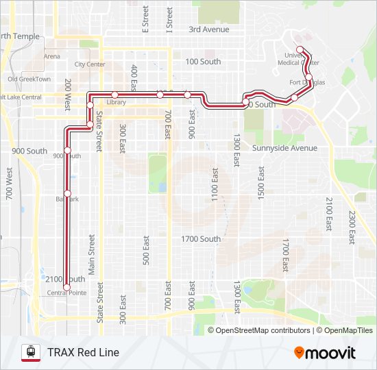 TRAX RED LINE Light Rail Line Map