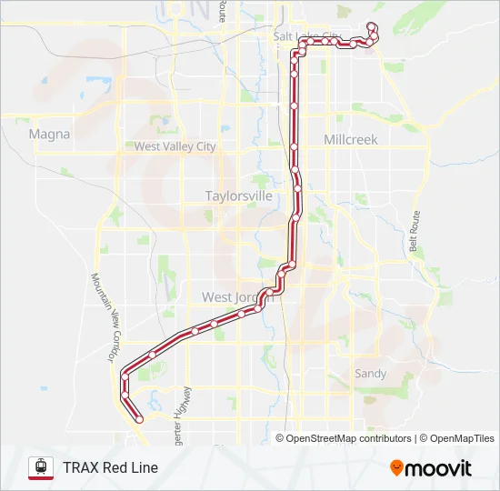 TRAX RED LINE Light Rail Line Map