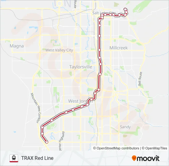 TRAX RED LINE Light Rail Line Map