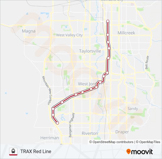 TRAX RED LINE Light Rail Line Map
