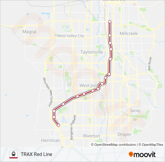 TRAX RED LINE Light Rail Line Map