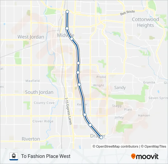 TRAX BLUE LINE Light Rail Line Map