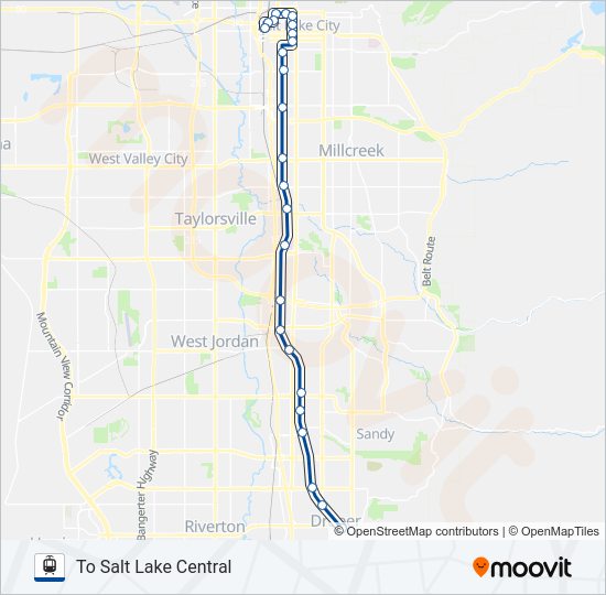 TRAX BLUE LINE Light Rail Line Map