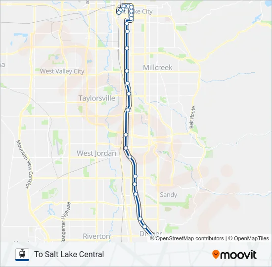 TRAX BLUE LINE Light Rail Line Map