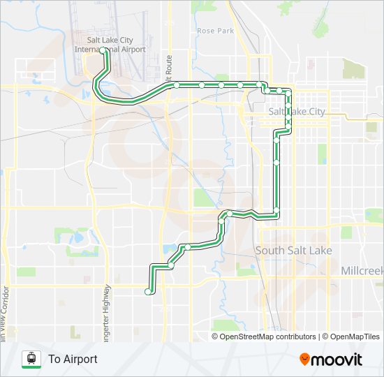 TRAX GREEN LINE light rail Line Map