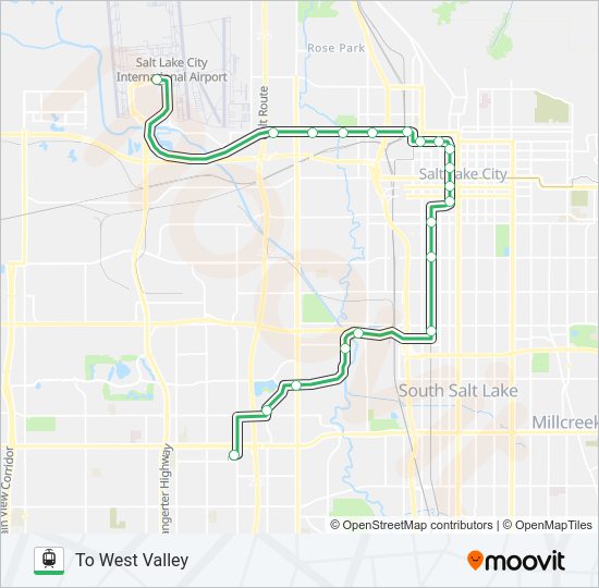TRAX GREEN LINE Light Rail Line Map
