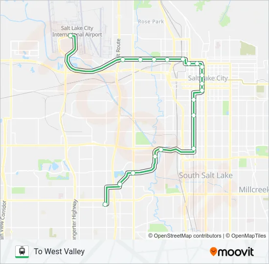 TRAX GREEN LINE Light Rail Line Map