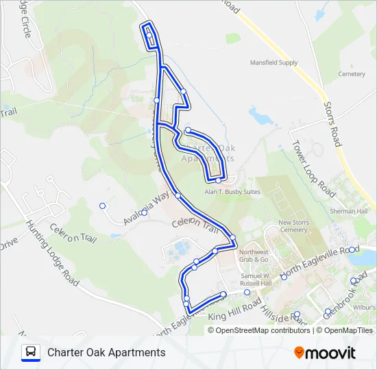 BLUE/PARKING EXPRESS Bus Line Map