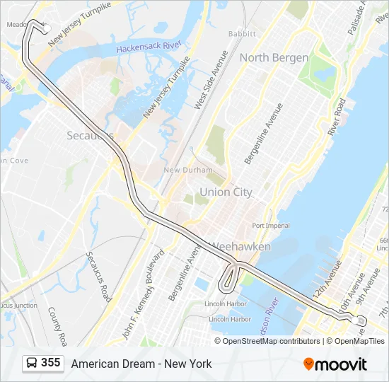 355 Bus Line Map