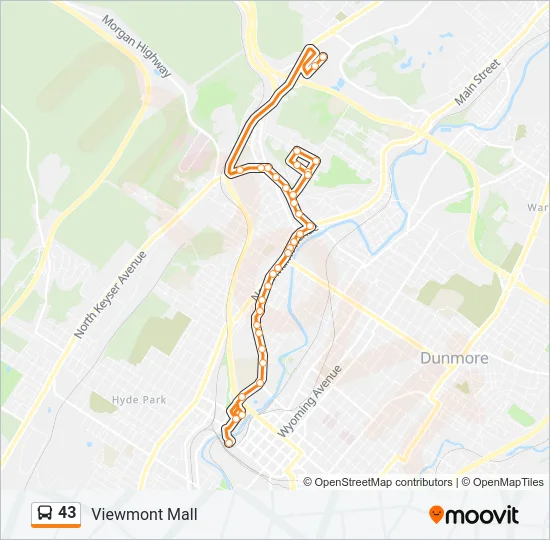 43 Bus Line Map