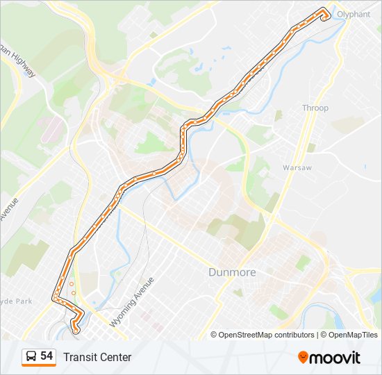 54 bus Line Map