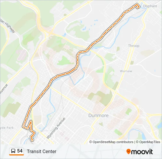 54 Bus Line Map