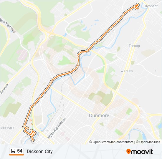 Mapa de 54 de autobús