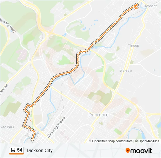 54 Bus Line Map