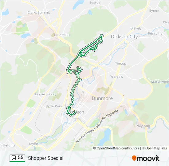 55 Bus Line Map