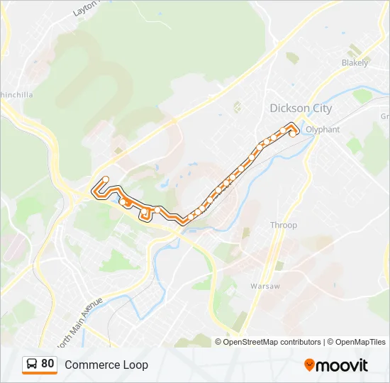 80 Bus Line Map