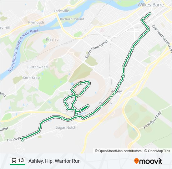 Mapa de 13 de autobús