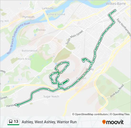 13 Bus Line Map