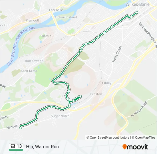 13 Bus Line Map