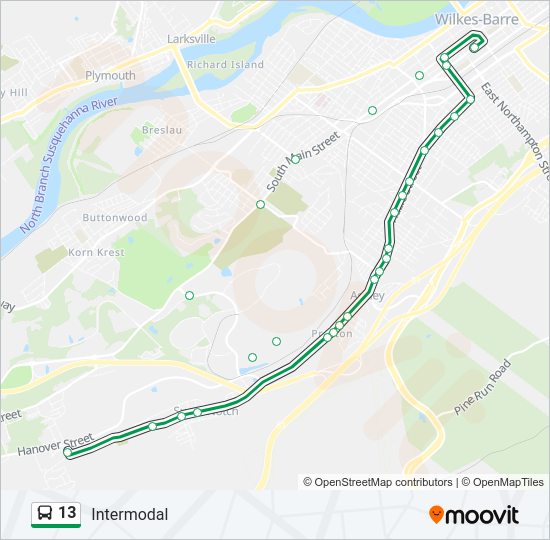 Mapa de 13 de autobús