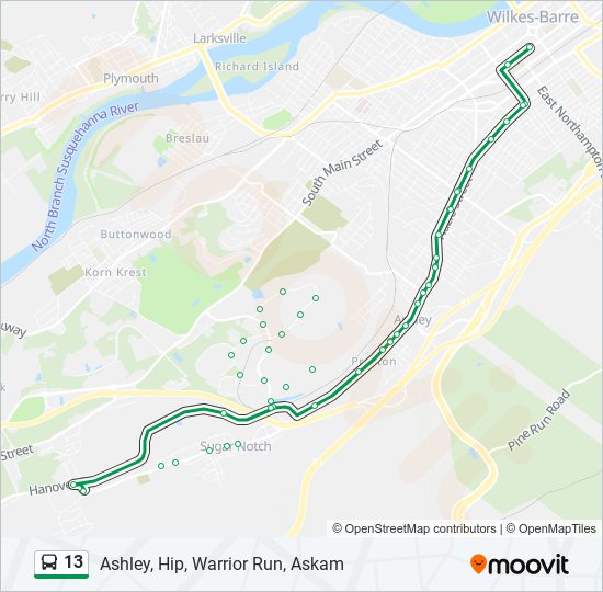 Mapa de 13 de autobús