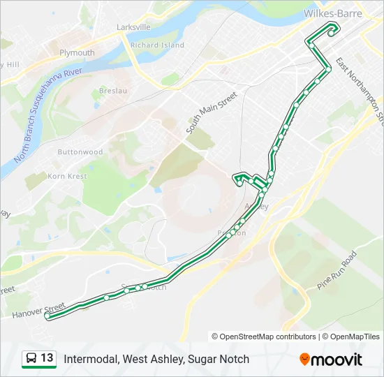 13 Bus Line Map
