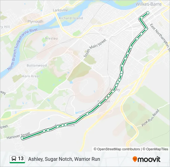 13 Bus Line Map